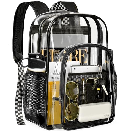 PAMANO Clear Backpack Transparent Heavy Duty School PVC Bookbag See Through Bag Boys and Girls for College Work Travel Security - Image 1