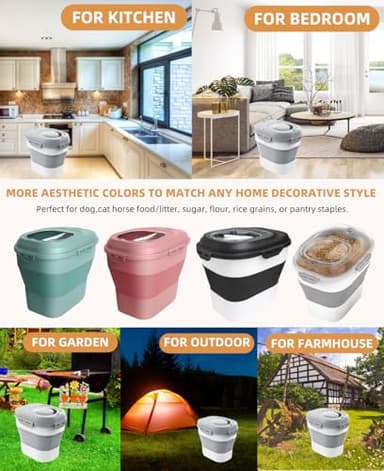 DDMOMMY 30-35 Lbs Dog Food Storage Container Collapsible Dog Food Container with Airtight Lids, Wheels, Scoop and 2pcs Food Storage Containers, Large Pet food storage for Dog, Cat - Image 8