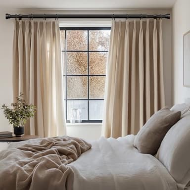 Lootkell Modern Black Curtain Rods for Windows 48 to 84 Inches Adjustable Length Heavy Duty 1" Diameter Window Curtain Rod with Decorative Finials for Outdoor Farmhouse Bedroom Kitchen Living Room - Image 3
