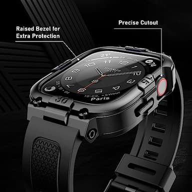 Mosonio Sport Rugged Case with Band for Apple Watch Band S11 S10 42mm Men, Waterproof Band with Screen Protector, 360°Protective Cover and Tough Bumper for iwatch Series 11 10(Black,42mm) - Image 5