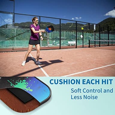 XS XSPAK Pickleball Paddles, Carbon Fiber Surface, Polymer Honeycomb Core, Soft Cushion Grips, Pickleball Set of 2 with 4 Balls and 1 Pickleball Bag - Image 5