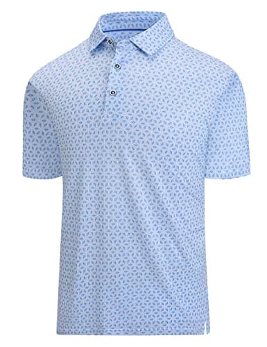 Hodaweisolp Golf Shirts for Men Dry Fit Print Moisture Wicking Performance Short Sleeve Polo Shirt White Rhombus-XL - Image 1