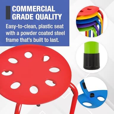 Norwood Commercial Furniture Stacking Stools for Kids and Adults, 17.75" Standard Height Portable Nesting Office and Classroom Stools, Assorted Color, Pack of 5 - Image 7