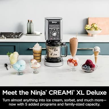 Ninja CREAMi Deluxe Ice Cream & Frozen Treat Maker, Includes (4) Family-Sized 24 oz. Tubs, for Ice Cream, Sorbet, Milkshakes, Frozen Yogurt, & More, 11-in-1, XL Capacity, Silver - Image 3