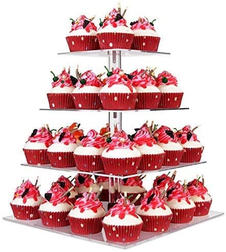 YestBuy 4 Tier Cupcake Stand, Acrylic Cupcake Tower Stand, Premium Cupcake Holder, Clear Cupcake Display Tree Tower Stand For 52 cupcakes, Display for Pastry Wedding Birthday Party - Image 1