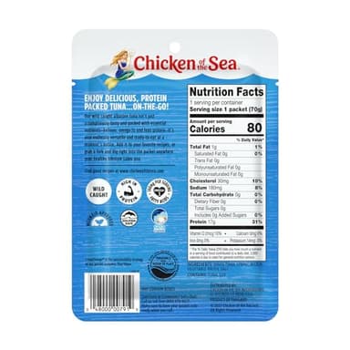 Chicken of the Sea Albacore Tuna in Water Packet, 2.5 oz. Packets (Box of 12), Wild Caught Tuna, Gluten-Free - Image 2