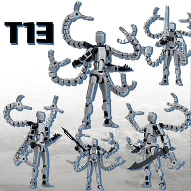 Already Assembled T13 Action Figure Accessories,T13 Multi-Jointed Movable,for Collectors Desktop Decorations t-13 Movability 3D Printed Toys (Gray) - Image 6