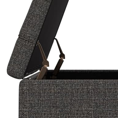 SIMPLIHOME Harrison 40 inch Wide Transitional Square Large Coffee Table Storage Ottoman in Ebony Polyester Tweed, Assembled, for The Living Room and Bedroom - Image 14