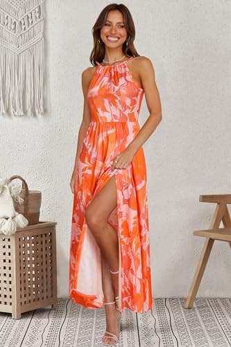 KILIG Women's Summer Maxi Dress 2025 Casual Sleeveless Split Floral Sundress Beach Vacation Flowy Long Dresses(FloralZ16,L) - Image 3