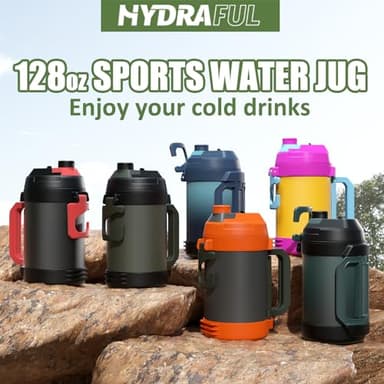Hydraful Gallon Jug, 128oz Large Insulated Stainless Steel Sports Water Jug, Large Triple Wall Vacuum Insulation Water Bottle-Keeps Cold up to 48 Hrs-Sweat Proof,for Gym, Hiking & Camping - Image 6
