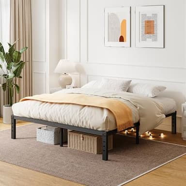 ZIYOO King Bed Frame, 1500lbs Heavy Duty Steel Slat, 14 Inches Platform Bed Frame, Non-Slip Design, No Box Spring Needed, Easy Assembly, Quiet Noise Free, Under Bed Storage Space, Black - Image 2