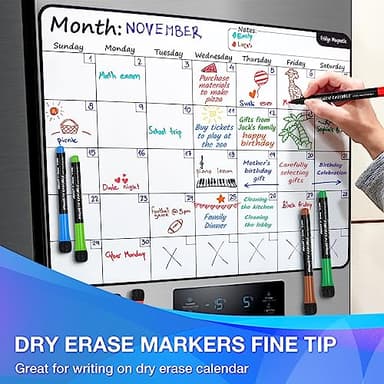 Magnetic Dry Erase Markers Fine: 12 Colors Erasable Whiteboard Markers Fine Point with Eraser Cap, Low Odor White Board Dry Erase Pens Fine Tip for Teachers, Home, Office and School Supplies - Image 2