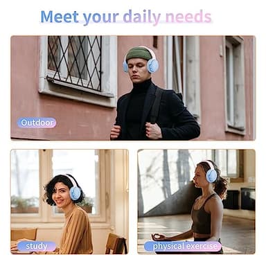 Sungive Bluetooth Headphones Over Ear, Foldable Lightweight Wireless Headsets, HiFi Stereo, HD Microphone, 30H Playtime, Suitable for Mobile Phones, Computers, TVs, Games, Outdoors, Offices (Blue) - Image 8