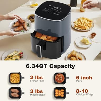 OLIXIS Air Fryer 6 Quart with Window Square Air Fryer 12-in-1 Air Fry, Roast, Reheat, Dehydrate, Bake, Steam, Fries, Custard, Chicken, Wings, Sea Food, Vegetabels,400F Grey - Image 3