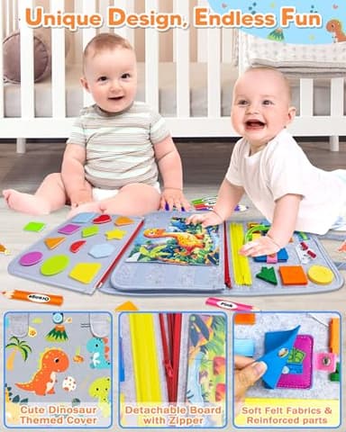 Gojmzo Busy Board Montessori Toys for Toddler Boy Girl Birthday Gifts, Busy Book Sensory Toys for Toddlers, Learning Educational Toddler Travel Activities - Image 4