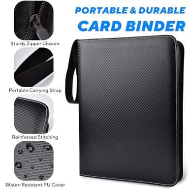 ULLTOON Portable 9-Pocket Trading Card Binder, Holds 990 Cards with 55 Removable Double-Sided Sleeves, Baseball Card Binder Card Storage Organizer Album for Boys, Girls, Sports & Game Cards - Image 5