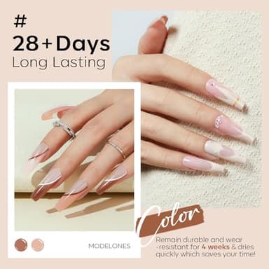 modelones Nude Gel Nail Polish Set -6 Colors Neutral Milky White Pink Brown Gel Polish Kit Skin Tones Soak Off Nail Kit Manicure DIY at Home Nail Art Salon Gift - Image 4