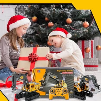 FUYLE Remote Control Excavator Construction Toy, 14 Channel 2.4Ghz RC Digger with Simulating Real Engine Spray, 680° Rotation, Metal Shovel, Lights and Sounds, Christmas Birthday Gift for Boys Kids - Image 7