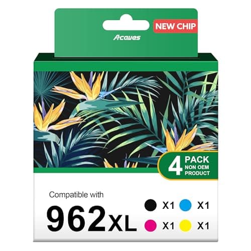 Acaves 962XL Ink Cartridges Combo Pack HP962XL/962 Ink Cartridges Combo Pack for HP Ink 962XL Black and 962 Color Combo Pack HP962XL Use with HP Officejet Pro 9010 9015 9018 9020 9025 Printers, 4 Pack - Image 1