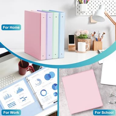 1'' 3-Ring-Binder with Pockets, 200 Sheets Capacity, 1 inch Binders fits 11" x 8.5" US Letter Size, Assorted 4 Pastel Colors - Ideal for School, Office, and Home Use (1 inch) - Image 6
