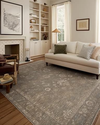 Loloi Chris Loves Julia Louisa Collection LOI-04 Lagoon/Ivory 7'-10" x 10', .38" Pile Height, Area Rug - Image 1