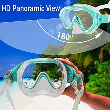 HH HHAO SPORT Kids Mask Fins Snorkel Set Snorkeling Packages, with Diving Mask, Snorkel, Adjustable Swim Fins, Mesh Bag, Anti-Fog Anti-Leak Snorkeling Gear for Kids for Snorkeling Swimming Diving - Image 4