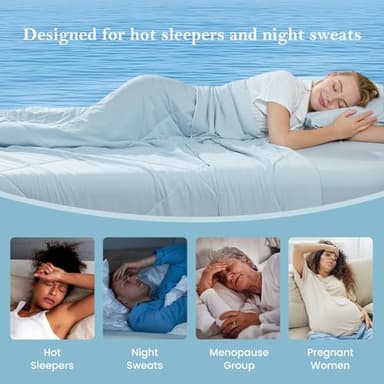 Cozy Bliss Cooling Comforter King Size, Cooling Blankets for Hot Sleepers and Night Sweats, Blue Summer Comforter for King Size Bed, Breathable Soft Lightweight Silk Smooth - Image 2