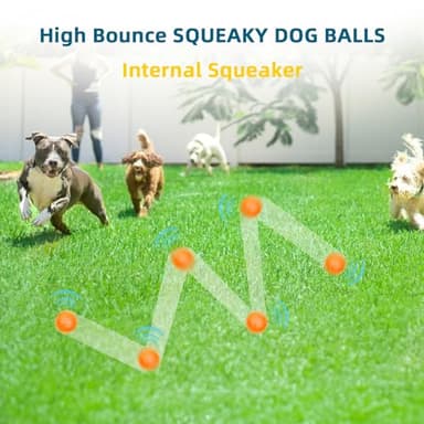 SHARLOVY 3'' Squeaky Balls for Small Dogs, 4 Colors Spiky Dog Balls for Puppy Teething, Durable Puppy Chew Toys for Teething, Indestructible Toys to Fetch and Train, BPA Free Non-Toxic - Image 3