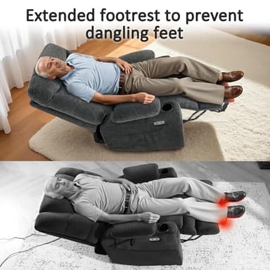 MCombo Oversized Power Lift Recliner Chair with Extended Footrest for Elderly People, Fabric R7289 (Dark Gray, Medium-Oversize) - Image 5