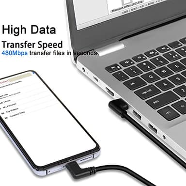 GELRHONR Gold Plated Short Right Angle USB Type C Cable, 90 Degree 18W Fast Charging USB A to USB C Cable (Black-Right-0.25M-Gold Plated) - Image 5