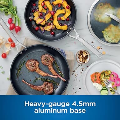 Ninja Cookware, Ninja NeverStick Professional, 16-Piece Pots and Pans Set, Non Stick Frying Pans, Kitchen Essentials, Stock Pot, Sauce Pan, Glass Lids, Saute Pan, All Stovetops, Black, C39900 - Image 9