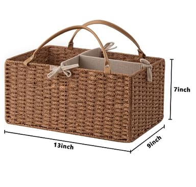 HBlife Baby Diaper Caddy Organizer, Paper Rope Storage Baskets Nursery Bin with Removable Divider, Portable Car Organizer for Diapers, Baby Shower Gifts, Newborn Essentials Must Haves - Image 2