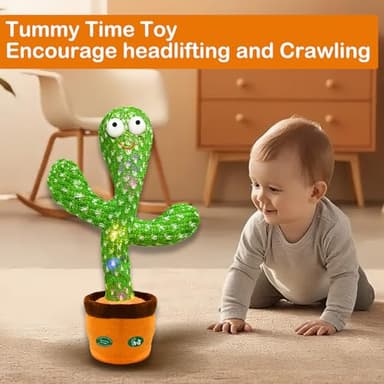 Hunfur Dancing Mimicking Talking Cactus Toy,Funny Gift for Toddler 1 2 3 Year Old Boy Girl,Singing Record Repeat What You Say Light Up Baby Infant Toys 6-12 12-18 Months (Volume Adjustment) - Image 2