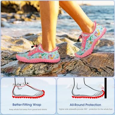 Built-in Heel Grips Water Shoes for Kids Girls Boys Hiking Shoes Wide Barefoot Swim Beach Pools Aqua Socks Slip-On Quick Dry Lightweight for Big Little Kids Toddler - Image 6