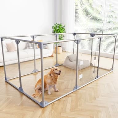 Swifthorse Acrylic Dog Playpen Indoor Puppy Pen 10 Panels for Puppies Dog Play Pens for Dogs Indoor - Image 1