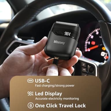 Mbzoey Electric Foil Shavers for Men: Mini Electric Razor for Face - IPX7 Waterproof Cordless Razor with LED Display & Fast Charge - Micro-Comb Technology & Precision Blades - Image 5