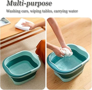 WMHYLYH Collapsible Foot Spa Bath Massager for Dry Cracked Feet, Feet Soaking Tub with Massage Acupoint, Pedicure Foot Soak Basin Plastic Bucket with Handle(Green) - Image 4