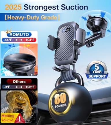 Romuto Car Phone Holder Mount【2025 Strongest Suction】 Phone Mount for Car Dash Pad Cell Phone Holders for Your Car Accessories for Women Men Dash/Wind/Vent Truck Stand for Garmin GPS iPhone Samsung - Image 4