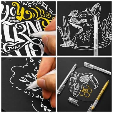 GETHPEN White Gel Pens, 1.0mm Extra Fine Point Gel Ink Pen Set – Opaque Archival Ink Pens for Black Paper Drawing, Bullet Journaling & Artists Drawing, 3 Pack - Image 8