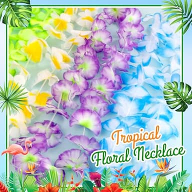 AMAZING TIME 200 Count Hawaiian Lei Bulk, Tropical Luau Hawaii Theme Silk Flower Necklace, Party Favors for Beach Holiday Wedding Birthday Party, Aloha Summer Party Decorations - Image 3