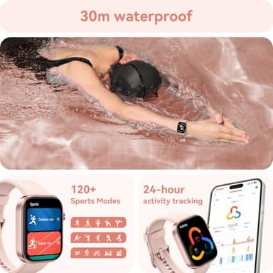 aeac Smart Watch for Women Men iPhone & Android,1.99" AMOLED Screen 3ATM Waterproof Fitness Watch with Answer/Make Call AI Voice,24H-Heart Rate/SpO2/BP Monitor,120+ Sports Modes (Pink, 1.99) - Image 7