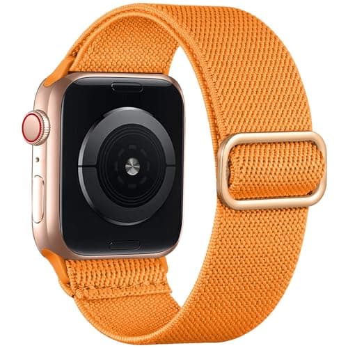 Lerobo Compatible with Apple Watch Series 10 9 45mm 46mm Band SE 44mm Ultra 3 2 1 49mm for Women Men Stretchy Nylon Solo Loop Elastic Strap for iWatch Bands Series 11 8 7 6 5 4 3 2 1 SE2 SE3,Orange - Image 1
