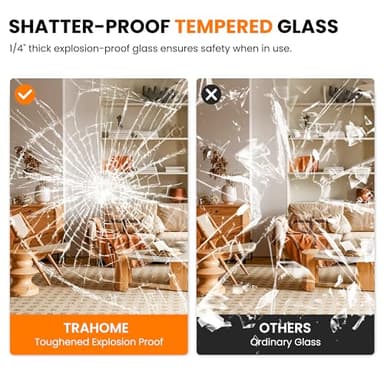 TRAHOME Full Length Mirror, Standing Large Floor Mirror with Aluminum Frame for Bedroom, Living Room, Bathroom(Black) - Image 4