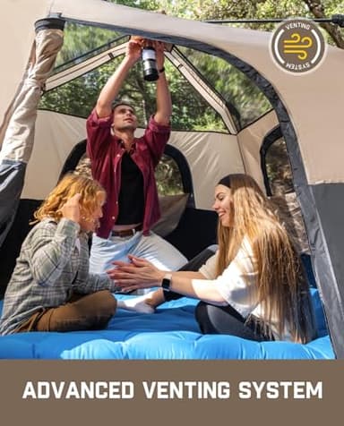 FanttikOutdoor Zeta C6 Pro Camping Tent 6 Person Instant Cabin Tent Setup in 60 Seconds with Rainfly & Windproof Portable with Carry Bag for Family Camping & Hiking, Khaki - Image 4