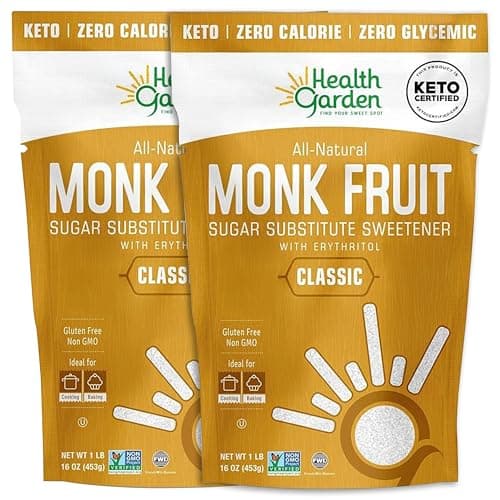 Health Garden Monk Fruit Sweetener, Classic - Non GMO - Gluten Free - Sugar Substitute - Kosher - Keto Friendly (1 Pound (2 Packs)) - Image 1