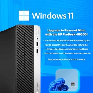HP 400G5 ProDesk Desktop PC | Windows 11 Pro | Intel i5-8500 | 16GB RAM - 250GB NVME + 500GB SSD | 22" Monitor | RGB Speakers + Keyboard/Mouse | AX200 WiFi + BT | Home Office Computer (Renewed) - Image 7