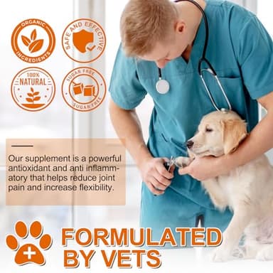 Turmeric for Dogs, 180 Turmeric Curcumin Tablets Supports Heart, Immune System Booster, Hip & Joint Support, Dog Pain Relief, Pet Supplement Treats w/Fish Oil, Curcumin C3-180 Tablets / 5.1 OZ - Image 9