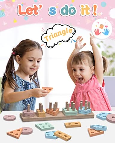 Yetonamr Montessori Toys for 1 2 3 Years Old Boys Girls Birthday Gifts, Wooden Sensory Toys for Ages 2-4 Toddlers Kids Baby, Toddler Learning Toy Activities Puzzles Ages 1-3 - Image 3