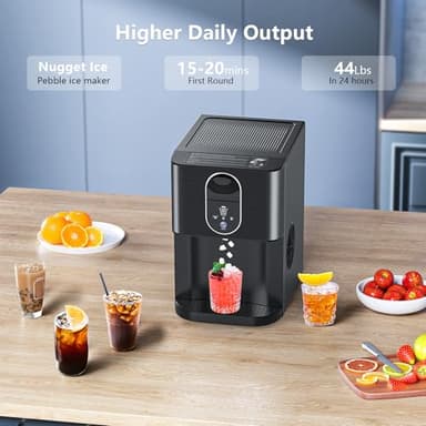 Portable Nugget Ice Maker Countertop, Self-Dispensing Pebble Ice Maker, 44 lbs/Day Soft Chewable Pellet Ice Machine for Home, Kitchen, Bar, Single Button Operation, Compact Design Ice Making Machine - Image 2