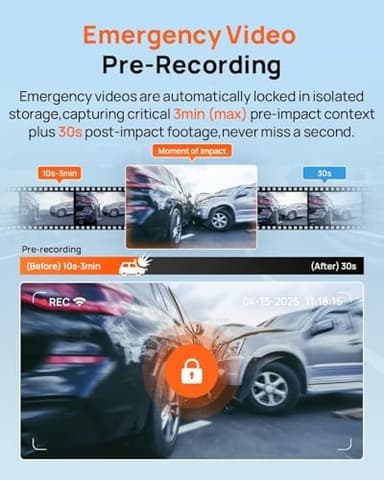 70mai 4K Dash Cam Front and Rear, Built in Wi-Fi 6 & GPS Car Camera, Super Night Vision, ADAS, 3'' IPS Screen, 24H Parking Mode, Time-Lapse, Loop Recording, with 128GB Card (A800SE - Image 6